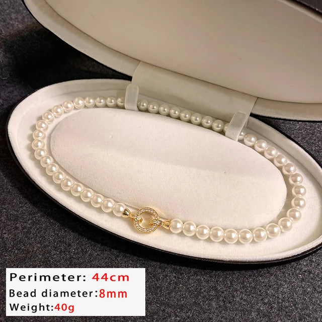 French Elegant Imitation Pearl Beaded Necklace