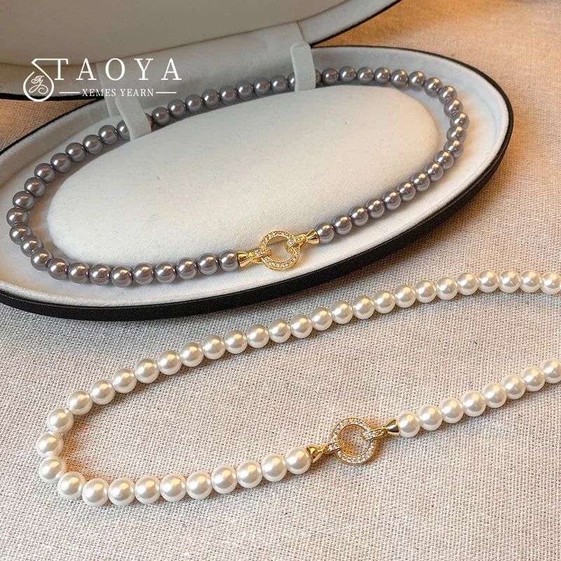 French Elegant Imitation Pearl Beaded Necklace