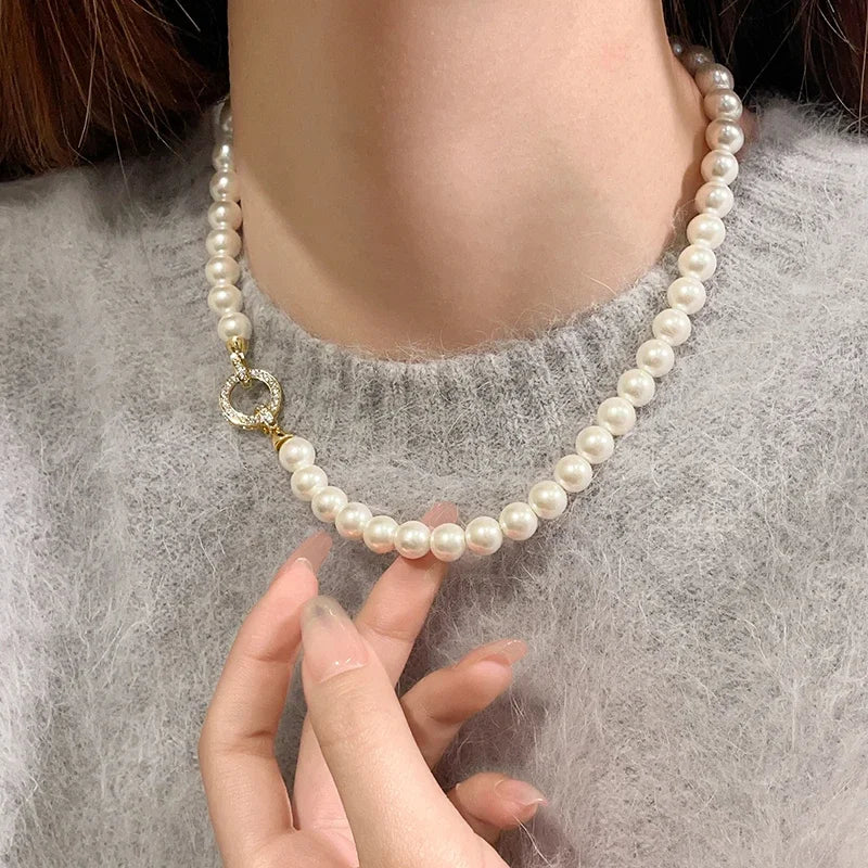 French Elegant Imitation Pearl Beaded Necklace