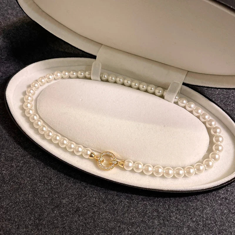 French Elegant Imitation Pearl Beaded Necklace