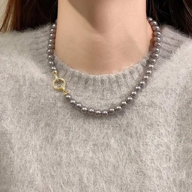 French Elegant Imitation Pearl Beaded Necklace