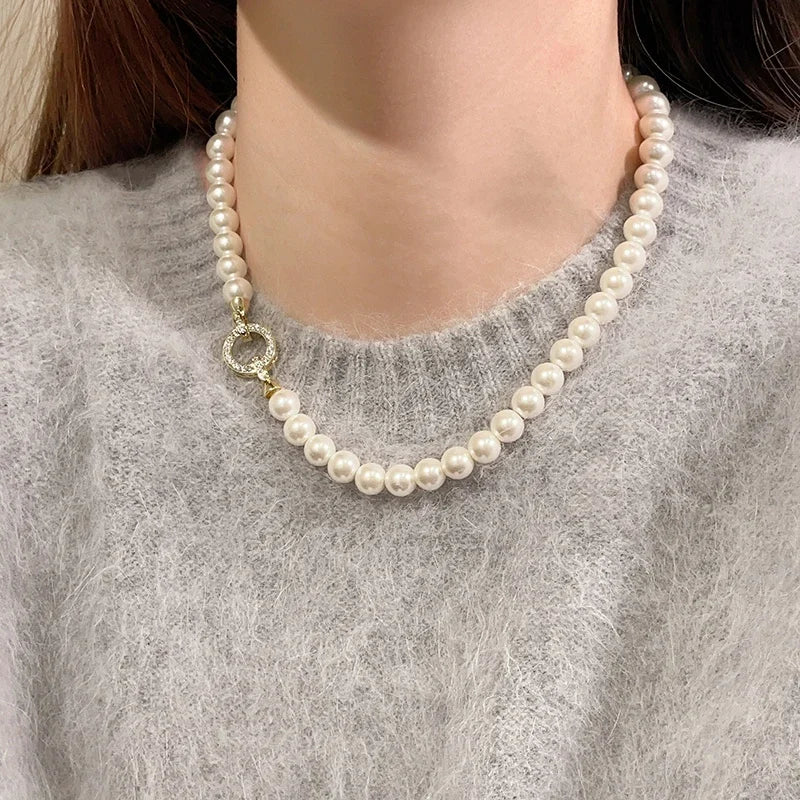 French Elegant Imitation Pearl Beaded Necklace