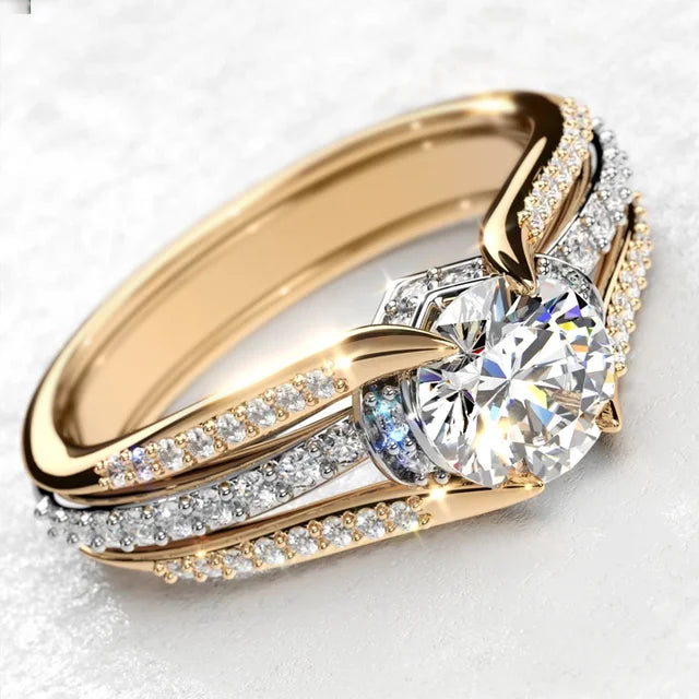 Elegance Emporium Shiny Cubic Zircon Proposal Ring for Women Stylish Female Wedding Band Engagement Jewelry