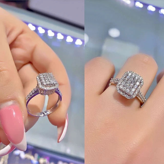 Luxury Halo Rectangle Engagement Ring