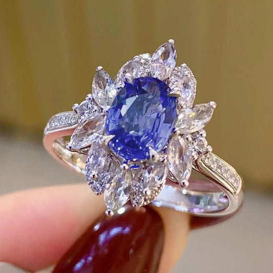 Luxury Oval Blue Ring