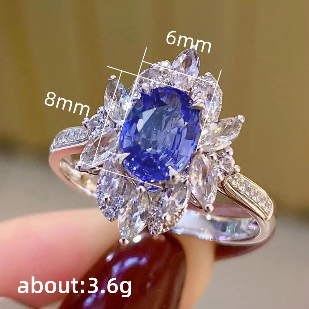 Luxury Oval Blue Ring