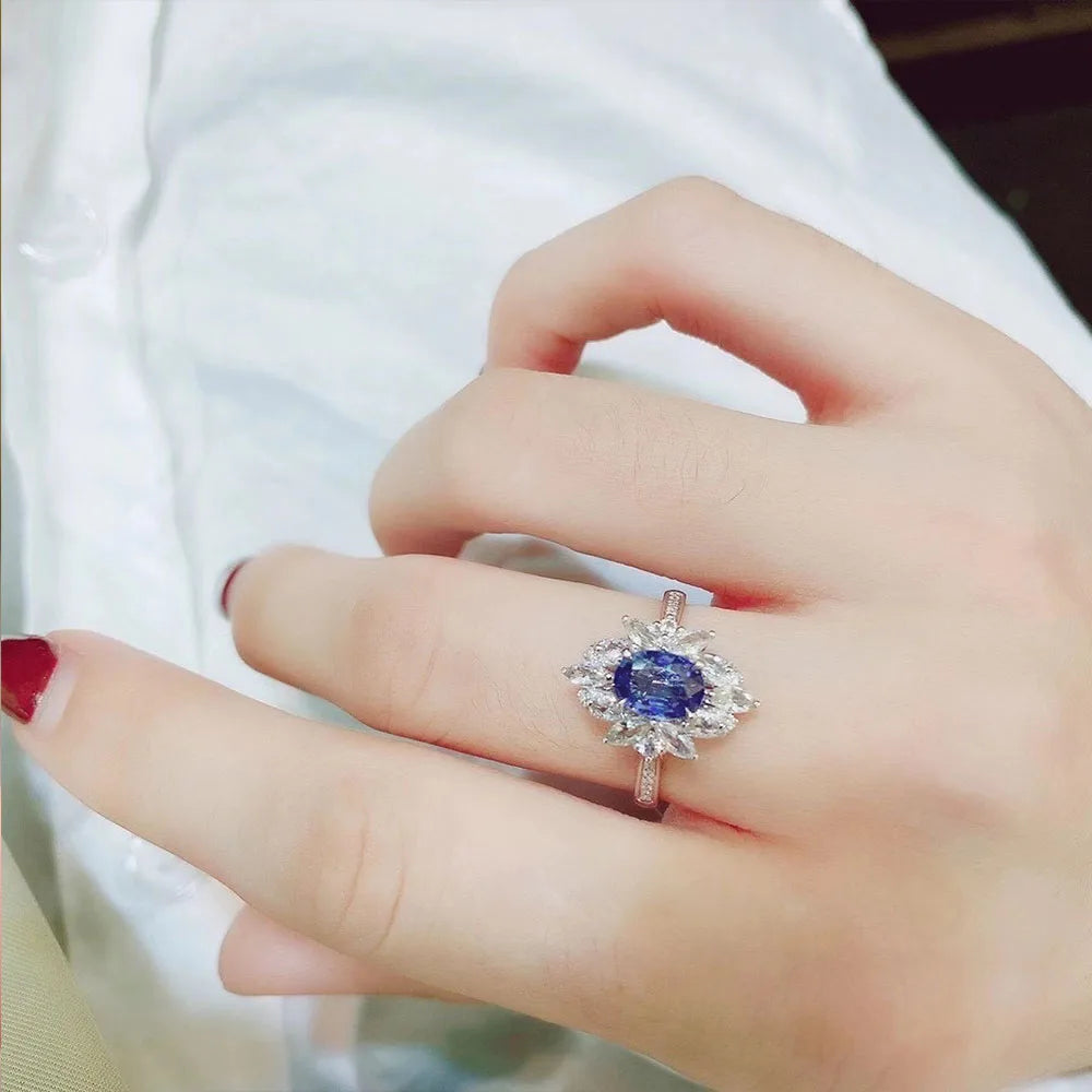 Luxury Oval Blue Ring