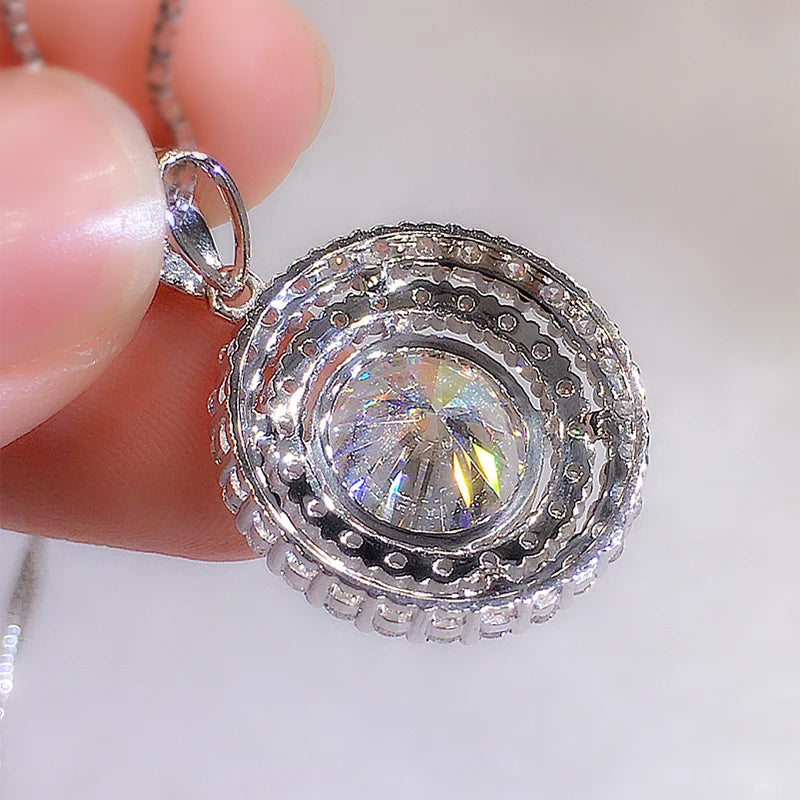 Hand Picked Gorgeous Bridal Wedding Necklace Mosaic AAA Cubic Zircon Round Pendant Elegant Neck Accessories Fashion Jewelry