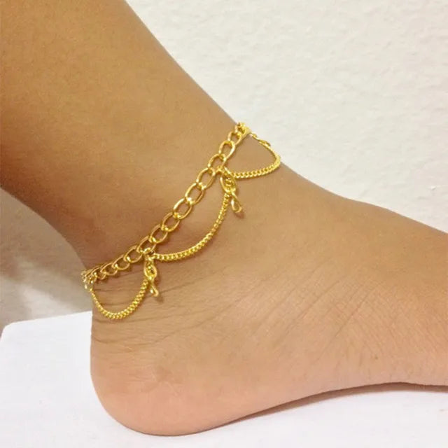 Luxury Chain Anklets for Women Fashion Simple Design Girls Barefoot Sandals Bracelet Ankle Accessories Party Jewelry