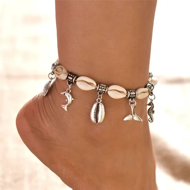 Elegant Shell Anklets for Women Turtle Star Beads Bracelet Beach Accessories Barefoot Chain Female Jewelry Drop Shipping