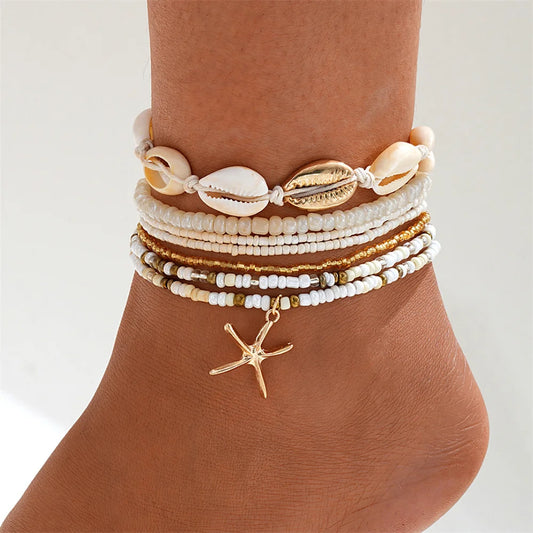 Summer Beach Crushed Stone Chain Anklet