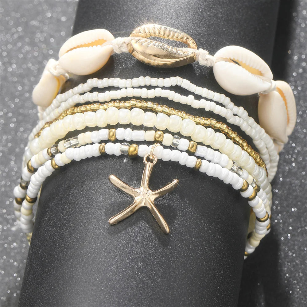 Summer Beach Crushed Stone Chain Anklet