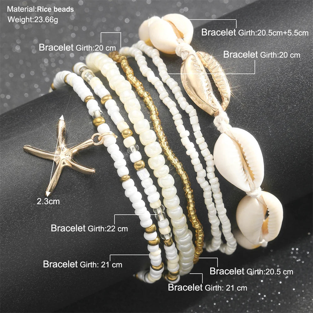 Summer Beach Crushed Stone Chain Anklet