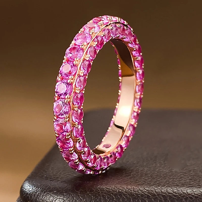 White/pink Zircon Solid 925 Silver Ring