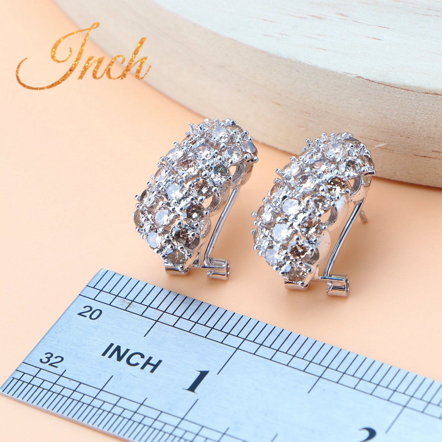 Silver Jewelry Sets Champagne Zircon Stones Earrings Bracelets Rings Pendant Necklace Set Jewelry