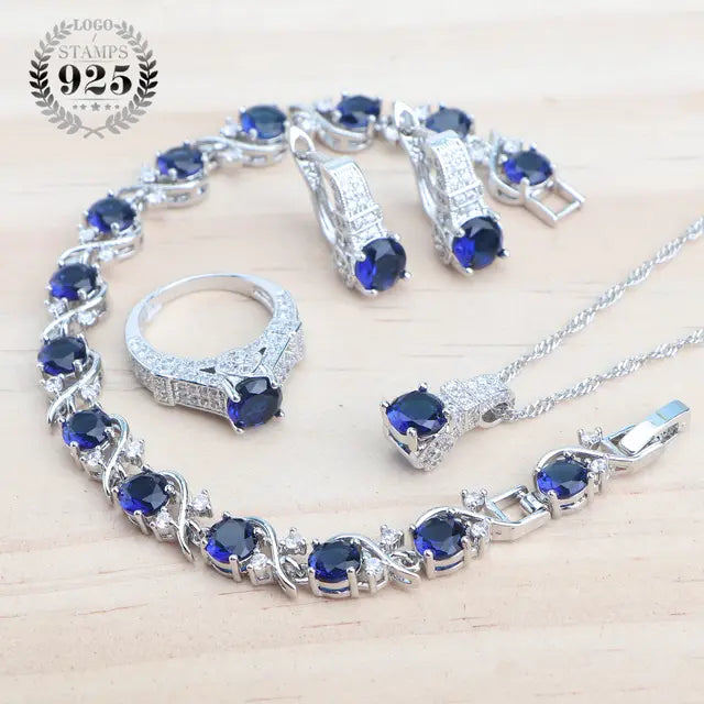 White Zircon Bridal Jewelry Sets 925 Silver Jewelry Wedding Ladies Rings Bracelets Earrings Pendant Necklace For Women Set